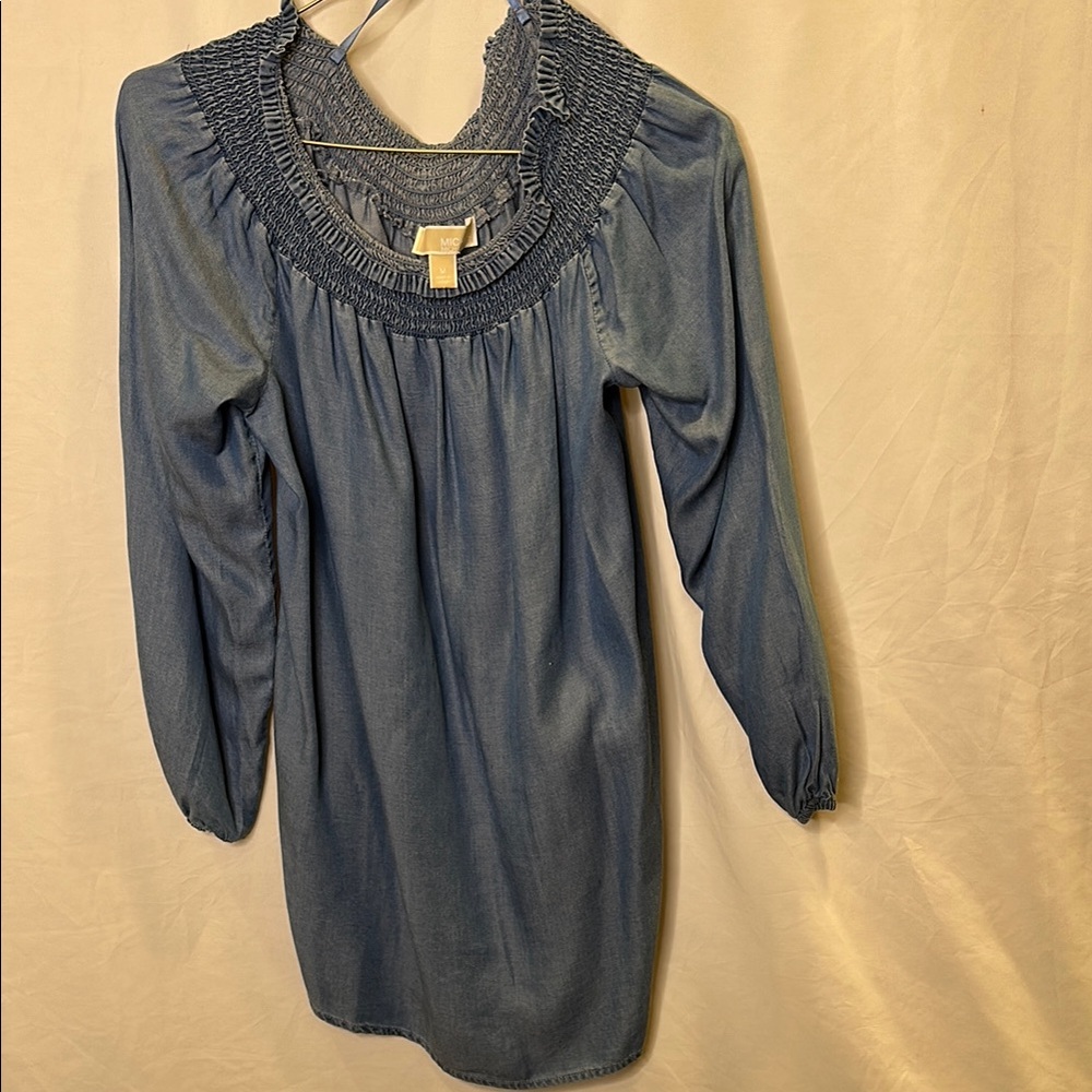 MICHAEL Michael Kors 100% tencel smocked neck blouse